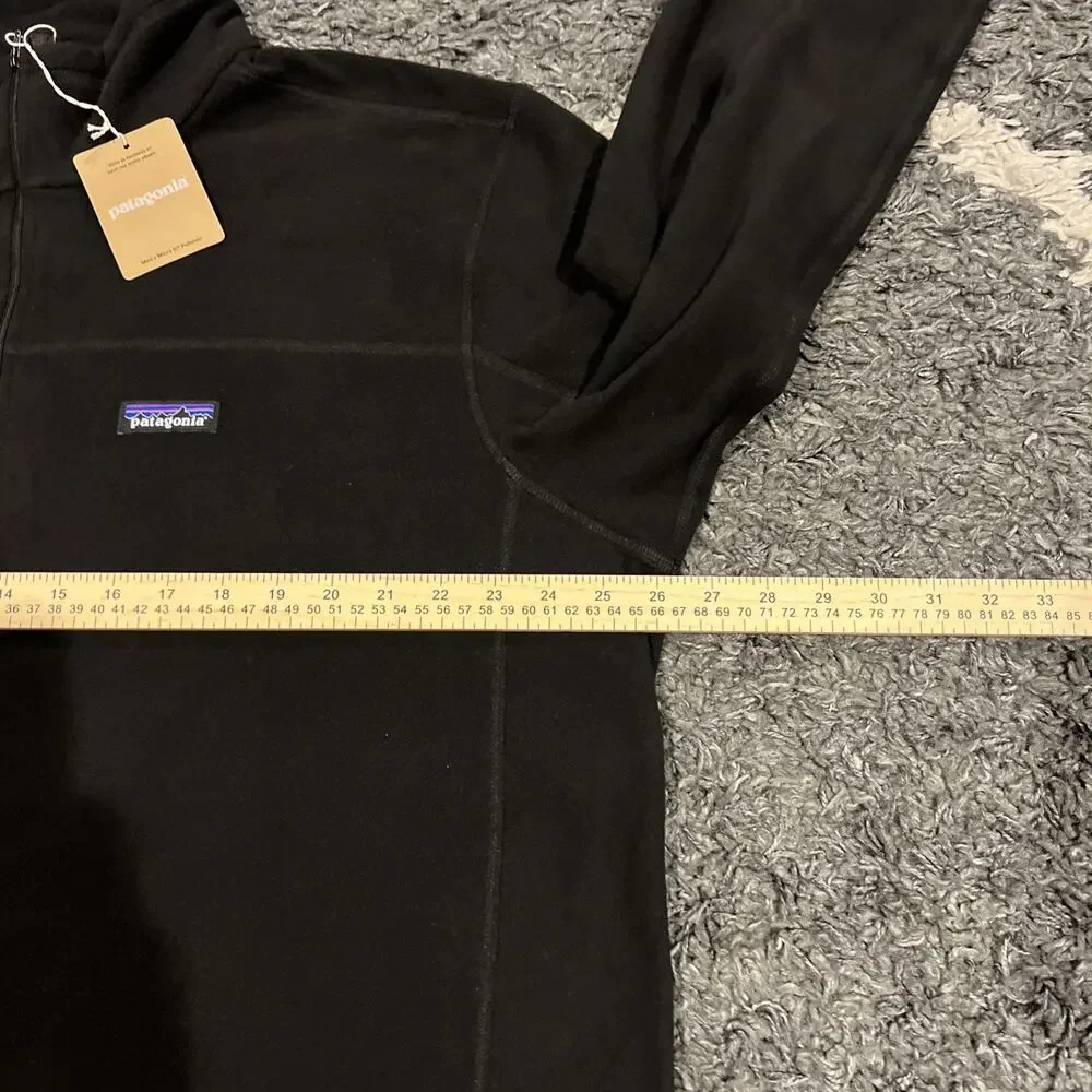 Patagonia Pullover Mens XXL Black Micro D Fleece 1/4 Zip NWT Company Logo - Picture 2 of 13